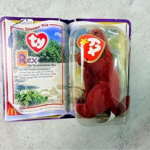 Ty Teenie Beanie Babies Rex the T-Rex Dinosaur Trio 2000 McDonald’s Sealed